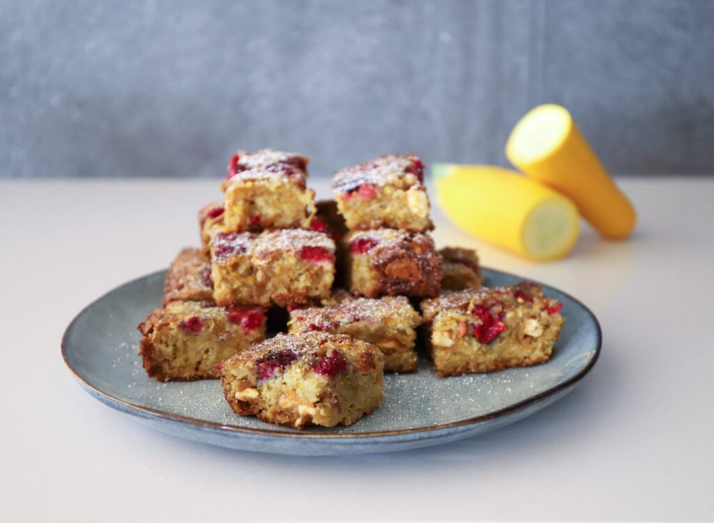 Caramilk and Raspberry Zucchini Brownies