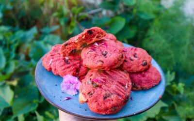 Vegan Beetroot Choc Chip Cookies