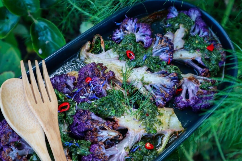 cauliflower steaks with chimichurri