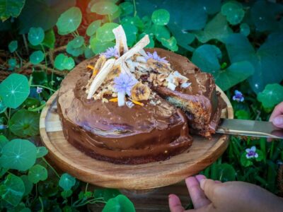 Banana Layer Cake with Avocado Chocolate Mousse