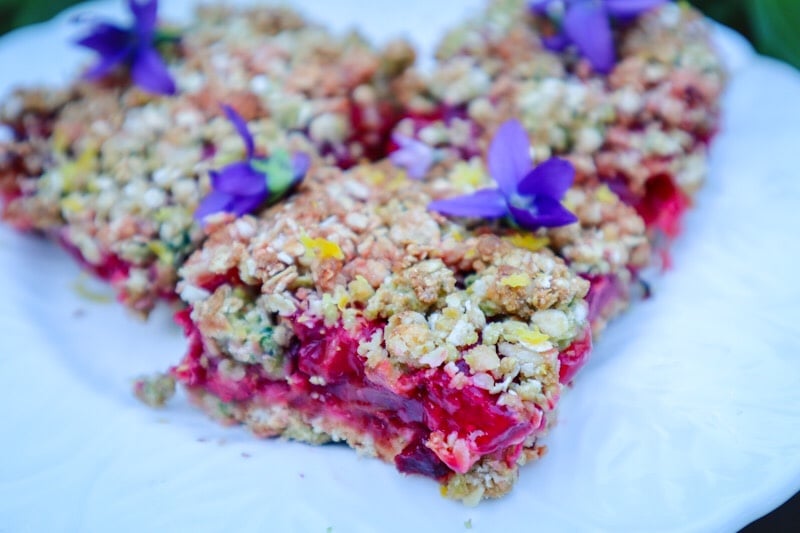 rhubarb crumble slice