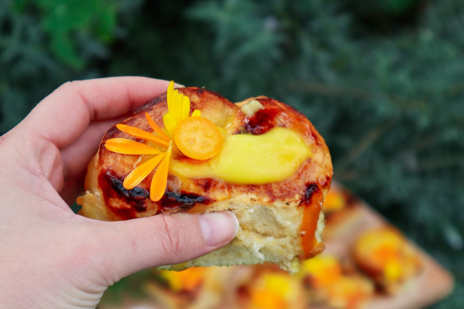 kumquat and custard scroll